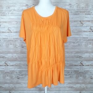 NWOT DKNY Top XL Ruched Front Orange 807